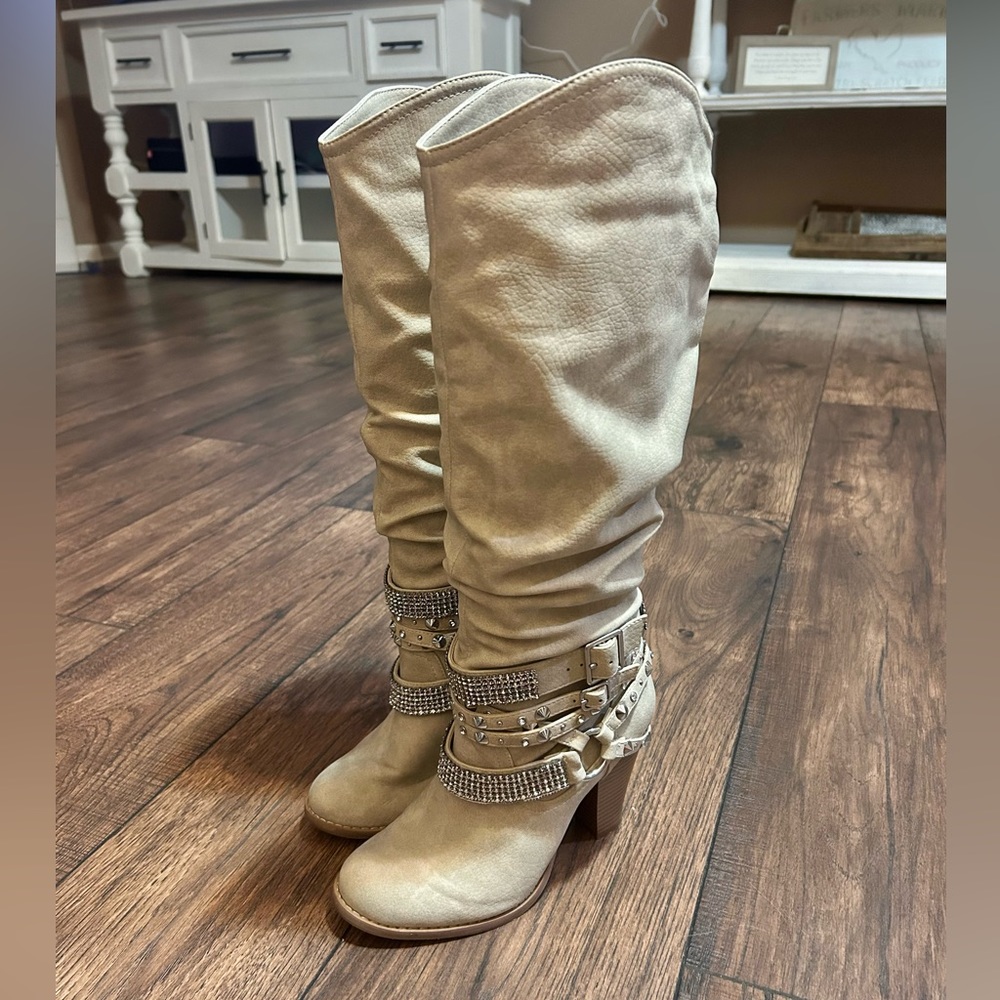 Not Rated Womens Embellished Slouchy Rhinestone
Knee-high Boots